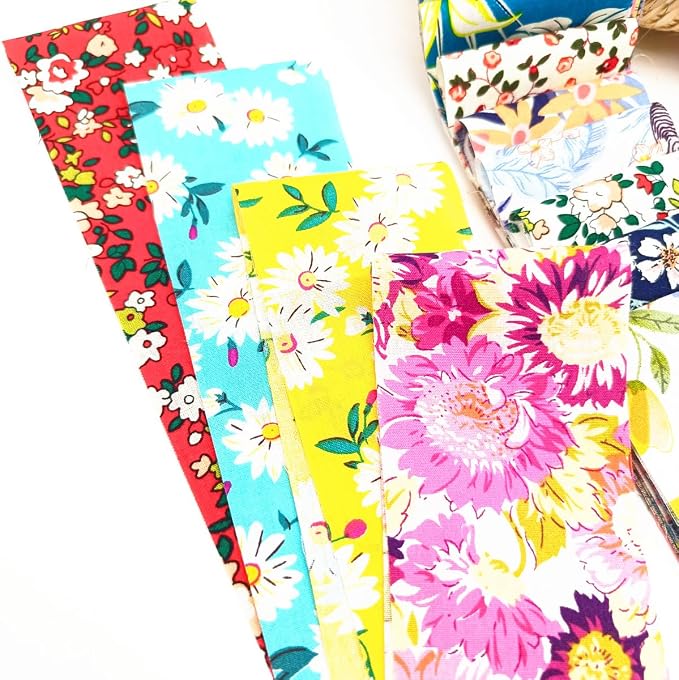 7 pcs 20" x 20" Cotton Fabric DIY Making Supplies Quilting Patchwork Fabric Fat Quarter Bundles DIY for Quilting Cotton Patchwork Cushions (Flowers, 2.4" x19")