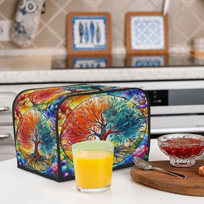 2 Slice Tree Of Life Colored Toaster Cover Waterproof Dust Fingerprint Bread Machine Cover Washable Kitchen Appliance Protector For Home Kitchen Bakeware Table Decor Women Gifts
