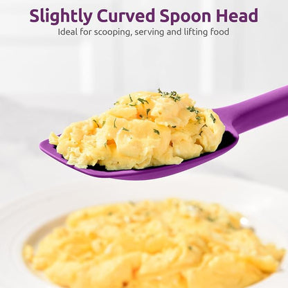 U-Taste Extra-Long 600ºF Heat Resistant Spatula Spoon: 14" Silicone Spoonula Cooking Utensils for Kitchen Use, Non-Stick Scoop Scraper with Soft Edge & Firm Core for Baking, Mixing, Serving (Purple)