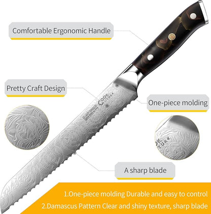 Bread Knife,Serrated Bread Knofe for Homemade Bread and Sourdough,Core Ergonomic Resin Handle in Deluxe Gift Box - Ideal Gift for Men and Women