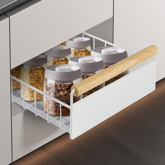 Longzhuo Pull Out Cabinet Organizer, 9.5x15x3.5 inch Kitchen Drawer Organizer with Slides, Pull Out Drawers for Cabinets Kitchen Bathroom