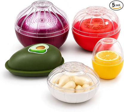 Onion Keeper - Avocado Saver, Tomato, Lemon, Garlic Storage Containers - Reusable Holder and Organizer
