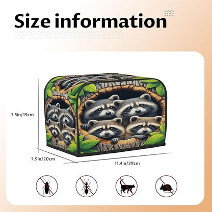 Animal Raccoon Toaster Cover 2 Slice Wide Slot Washable Toaster Covers | Cute Art Dust and Fingerprint Protection Bread Maker Covers for Kitchen Accessories Decor Bakeware Women Gift