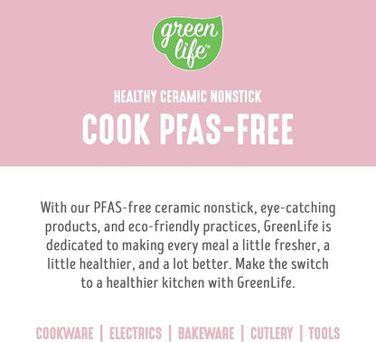 GreenLife 2.5QT Nonstick Saucepan with Glass Lid, Soft Grip, PFAS-Free Ceramic, Multipurpose Chef Pan, Milk & Sauce Cooking Pot, Dishwasher & Oven Safe to 350˚F, Stay-Cool Handle, Pink