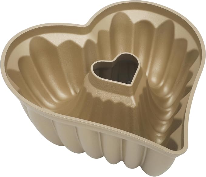Martha Stewart Dunelle 10.75" Heart‑Shaped Cake Mold — Cast Aluminum Nonstick Fluted Cake Pan — Easy Release, Oven‑Safe to 450°F