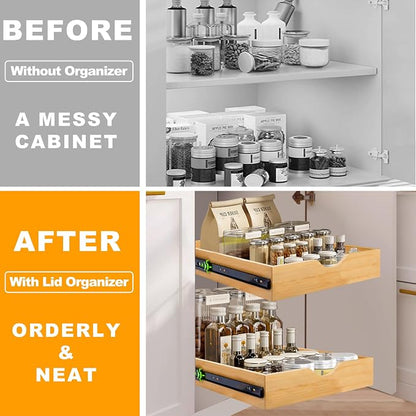 MinBoo Bamboo Pull Out Drawers for Cabinets 14" W x 21" D,Gliding Soft Close Shelves for Kitchen, Pantry, and Storage Organization,Pull Out Cabinet Drawer, Cabinet Drawers Slide Out