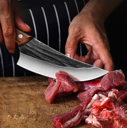 Handmade Forged Boning Knife,Professional 6 inch Slaughter Cleaver,5Cr15Mov Forging Stainless Steel Knife For Slicing Meat cutting Vegetables and Fruits Deboning Knife, Kitchen, BBQ, Camping