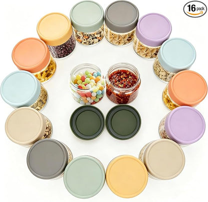 Lulonpon 16-Pack Thick Glass 2oz Mini Mason Jars with Lids - Airtight Condiment Containers, Salad Dressing Cups & Sauce Bottles for Lunch Box, Travel, Pantry Storage ﻿