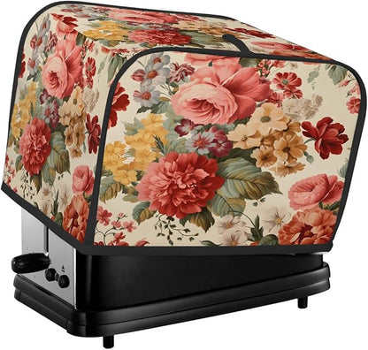 2 Slice Flower Peony Colorful Vintage Toaster Cover Waterproof Dust Fingerprint Bread Machine Cover Washable Kitchen Appliance Protector For Home Kitchen Bakeware Table Decor Women Gifts