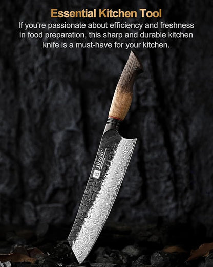 XINZUO 8.3 Inch Kiritsuke Chef Knife, Forged 67 Layers 10Cr15Comov High Carbon Damascus Steel Professional Kitchen Knife,Super Sharp，White Oak + Red G10 Gasket Handle