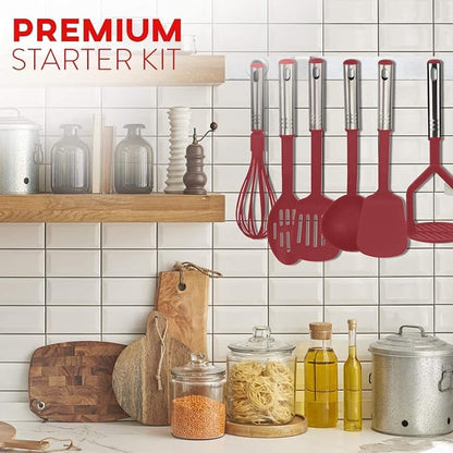 Baking Pan Set, 39 Piece Premium Baking Set, Nonstick Bakeware Sets BPA Free, Cookie Sheets for Baking Nonstick Set, Steel Baking Sheets for Oven with Muffin Pan, Cake Pan & Red Kitchen Utensils