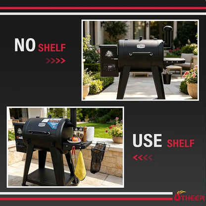 Utheer Grill Side Shelf for Pit boss 700 820 Series Pellet Grill, Heavy Duty Serving Tray Side Shelf Grill Accessories for Pit boss 700, 700FB | Compatible with PB500NX PB700NX PB700FB2 PB700DX PB850FB2 PB850DX PB850M, Trash Bag Holder, Paper Towel Hol...