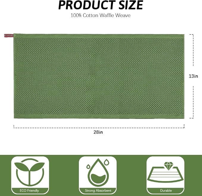 Nialnant 6 Pack Kitchen Towels,Large 100% Cotton Hand Towels,Absorbent Dish Towels for Drying Dishes-Green