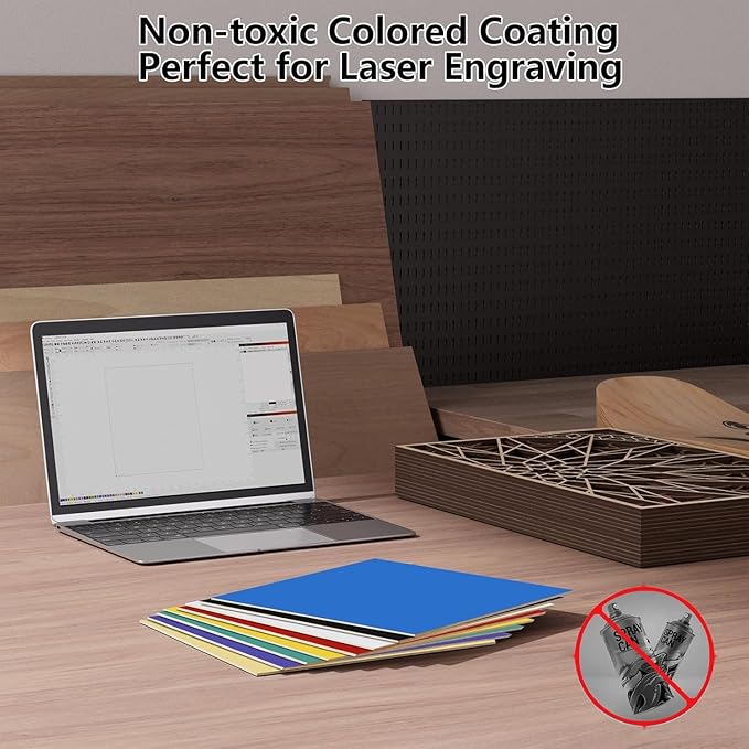 4 Pack Pre-Painted Colored Plywood Sheets,12x12x1/8 Inch (3mm) Basswood Board,Ideal for Laser Cutting, Engraving, DIY Crafts, Ornaments, Models Making (Blue)