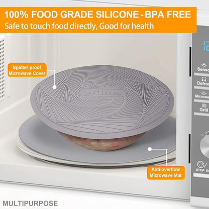 Walfos Silicone Microwave Mats, Heat Resistant Multi-Purpose Microwave Trivet Mat, Non-Slip Hot Pads, BPA Free Silicone Mats for Microwave, Oven, Hot Pan, Pot (Grey)