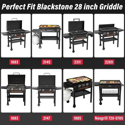 Utheer Upgraded Folding Front Shelf for Blackstone 28 Inch Griddle 1883 2415 2311 2269 1883 2147 1885, Heavy-Duty 29" × 7" Steel Prep Table, 60 lb Load, Space-Saving Fold-Flat Work Surface