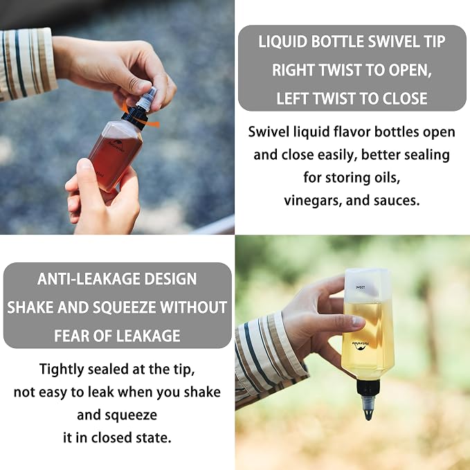 windhike Naturehike PP 6/8 Pcs-Set Travel Spice Containers, Camping Spice Kit with Separable Storage Bag, Portable Anti-leakage Design Spice Condiment Dispenser for Picnic BBQ Backpacking Hiking (6)