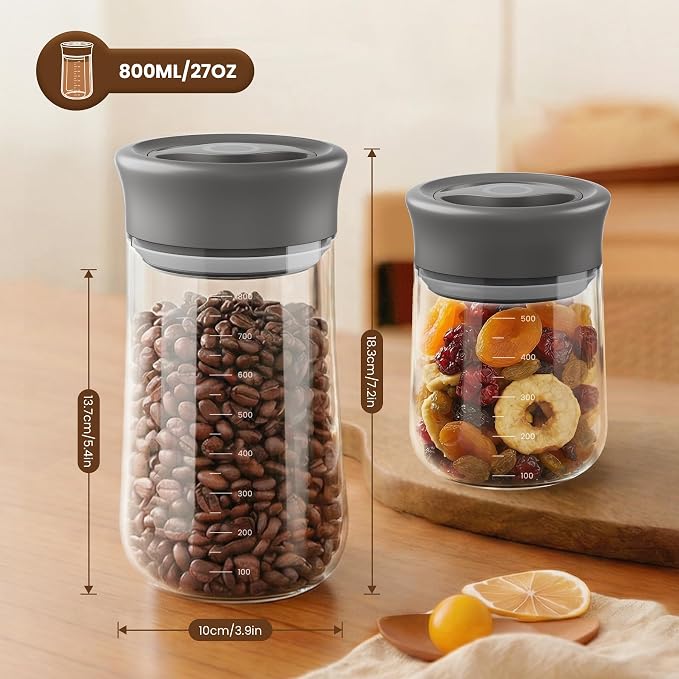 OURCABECUE Wide Mouth Mason Jar 27 oz, 2026 Upgrade 90° Rotating Lid Glass Storage Jar, Food Grade Overnight Oats & Yogurt Jar, Dry Snacks Candies jar