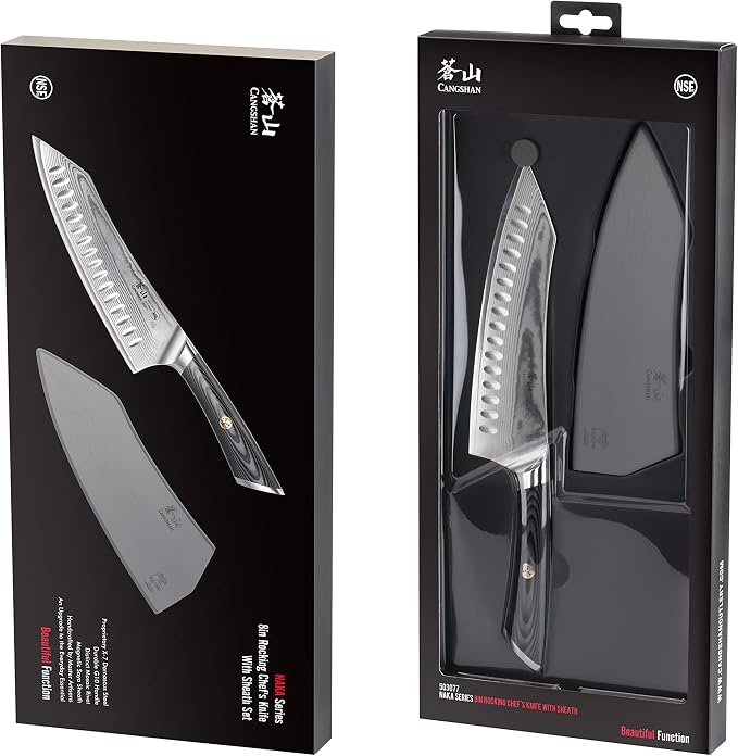 Cangshan NAKA Series X-7 Steel Forged Rocking Chef's Knife with Sheath (8-Inch)