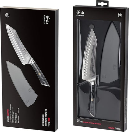 Cangshan NAKA Series X-7 Steel Forged Rocking Chef's Knife with Sheath (8-Inch)