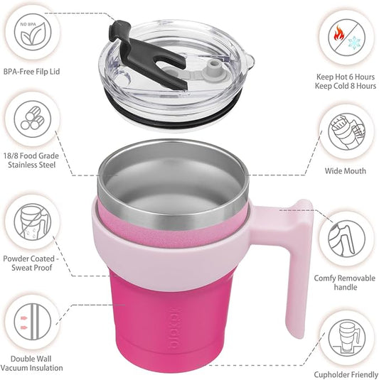 BJPKPK 10 oz Tumbler With Handle Stainless Steel Insulated Tumbler With Lid And Straw Travel Coffee Cups For Women And Men,Cherry Blossom
