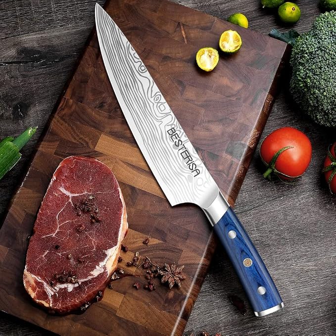 Chef Knife,8 Inch Professional Chef Knife German Stainless Steel,Ultra Sharp Vegetable Meat Cleaver Knife with Knife Guard