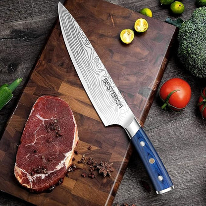 Chef Knife,8 Inch Professional Chef Knife German Stainless Steel,Ultra Sharp Vegetable Meat Cleaver Knife with Knife Guard