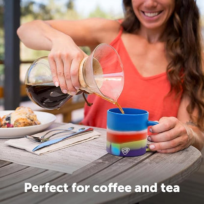 Silipint 16oz Silicone Coffee Mug – Unbreakable Dishwasher Safe Microwave Oven & Freezer Compatible Travel Mug – Non-Toxic Reusable Cup for Hot Coffee Tea or Cold Drinks, Drippy - Pack of 2