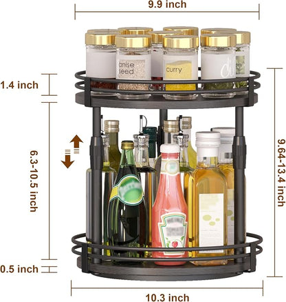 Across-Star Lazy-Susan-Organizer-Spice-Rack, Rotating Spice Organizer for Cabinet Pantry, Seasoning Holder Spice Shelf with Adjustable Height, Kitchen Counter Shelf Countertop Organizer