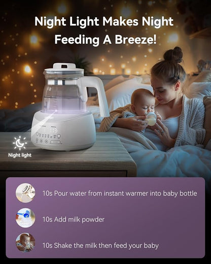comfyer BK01 Bottle Warmer, Baby Bottle Warmer with Night Light & Faster Cooling Fan, Instantly Water Warmer, Tea Kettle Electric with 6 Temperature Control Presets, Feed Baby More Easier & Healthier