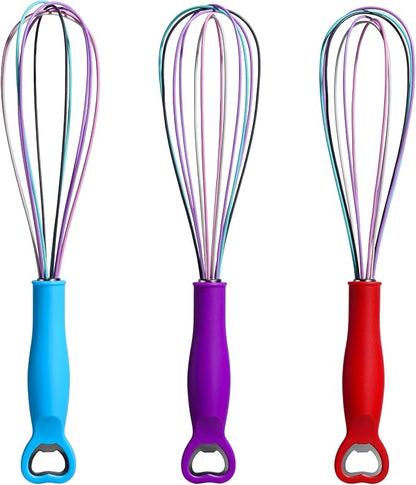 12 Inch Silicone Egg Beater with PP Handle - Multifunctional Baking Tool for Mixing Eggs, Whipping Cream, Dough - Built-in Bottle Opener, Heat-Resistant & Non-Scratch Kitchen Gadget