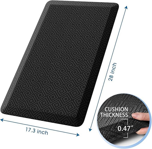 Mattitude Kitchen Mat Cushioned Anti-Fatigue Floor Mat Water Resistant Non-Slip Mats and Rugs Standing and Comfort Desk Mats for House Sink Office Laundry (Black, 17.3"x28")