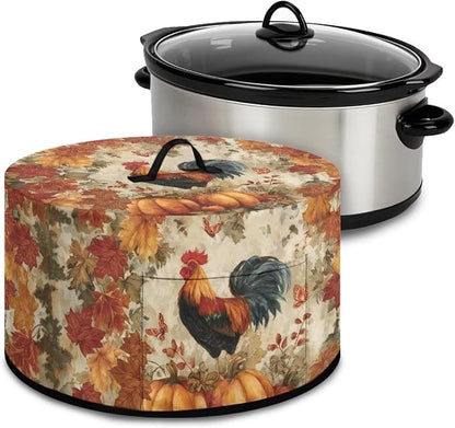 Pumpkins Rooster Slow Cooker Cover Protection Crock for Pot Dust Cover Fits for Most 6-8 Quart Slow Cooker Dustproof Small Appliance Accessories