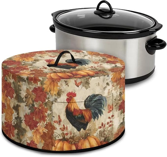 Pumpkins Rooster Slow Cooker Cover Protection Crock for Pot Dust Cover Fits for Most 6-8 Quart Slow Cooker Dustproof Small Appliance Accessories