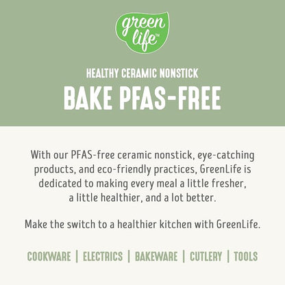 GreenLife 6 Piece Nonstick Bakeware Set, Non-Toxic PFAS-Free Ceramic Oven Pans, Dishwasher & Oven Safe to 450°F, Easy Release Baking Sheet, Loaf Pan, Rectangle & Round Cake, Muffin Pan, Sage