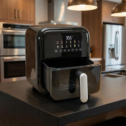 OLIXIS Air Fryer with Window 7.9QT, 12-In-1 Large Air Fryer for Family, 400°F Rapid Air Crispy Technology, Roast Bake Dehydrate Reheat, Nonstick & Easy-Clean Basket, 1800W, Black