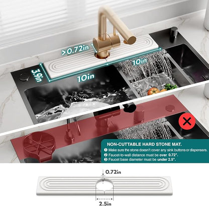 Eormoe Stone Faucet Mat for Kitchen Sink – Diatomite Drying Stone Mat & Sink Protector, Prevents Moisture – Sink Splash Guard Water-Absorbing Stone Tray for Bathroom Counter (Light Grey, 20" x 3.9")