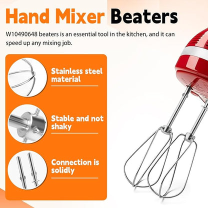 Hand Mixer Beaters Attachments for Kitchenaid Stainless Steel