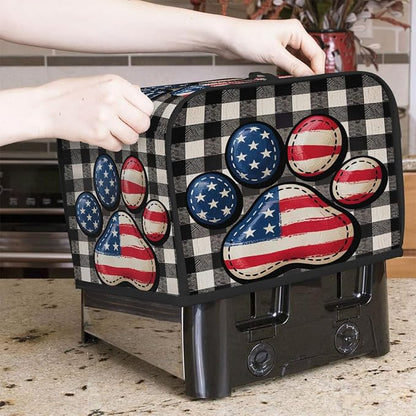 Dog Paw Flag Toaster Cover 2 Slice Wide Slot Washable Kitchen Appliance Covers Fingerprint Bread Machine Dust Cover Small Toaster Oven Accessories Covers Bread Maker Bag Women Gift