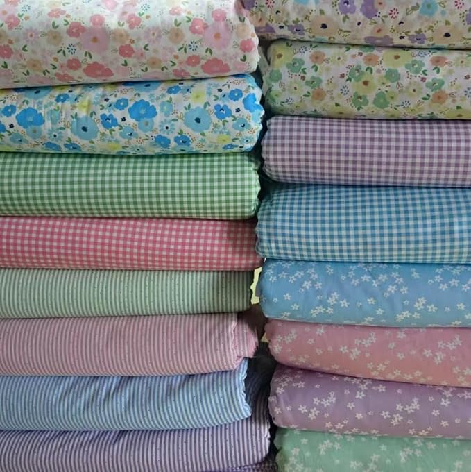 7 pcs 20" x 20" Cotton Fabric DIY Making Supplies Quilting Patchwork Fabric Fat Quarter Bundles DIY for Quilting Cotton Patchwork Cushions (8pcs Small Flowers Square, 20" x 20")
