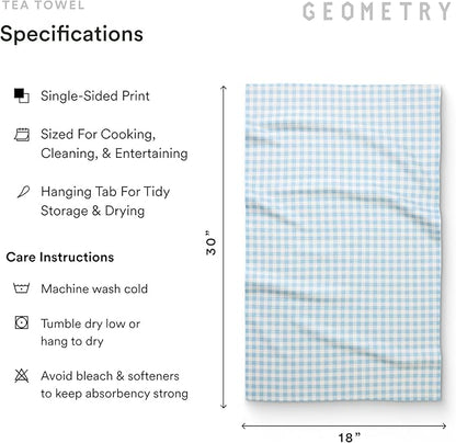GEOMETRY Tea Towels – Spring & Summer Collection – Quick-Dry, Ultra-Absorbent, Reusable Microfiber Kitchen Towels for Drying & Cleaning - Salt and Sky - 2 Pack