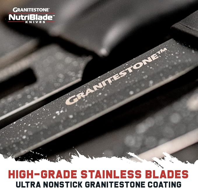 Granitestone Nutriblade 12-Piece Santoku Knives, High Grade Professional Chef Kitchen Knives with Easy-Grip Handles, Stainless Steel Rust-proof blades – Dishwasher-safe As Seen On TV