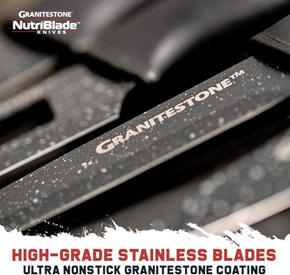 Granitestone Nutriblade 12-Piece Santoku Knives, High Grade Professional Chef Kitchen Knives with Easy-Grip Handles, Stainless Steel Rust-proof blades – Dishwasher-safe As Seen On TV
