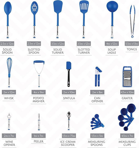 Kitchen Utensils Set, Cooking Utensil Set Kitchen Gadgets, Pots and Pans set Nonstick and Heat Resistant, 24 Pcs Nylon and Stainless Steel, Spatula Set, Apartment Essentials Kitchen Cookware Sets