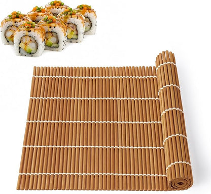 Bamboo Sushi Rolling Mat, Sushi roll maker, Sushi making kit, Bamboo Sushi Rolling Mat Carbonized Color (light brown, 1pcs)