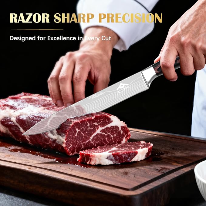 8inch &4inch Stainless Steel Chef's Knives, Japanese High Carbon Steel Sharp Paring Knife with Ergonomic Handle