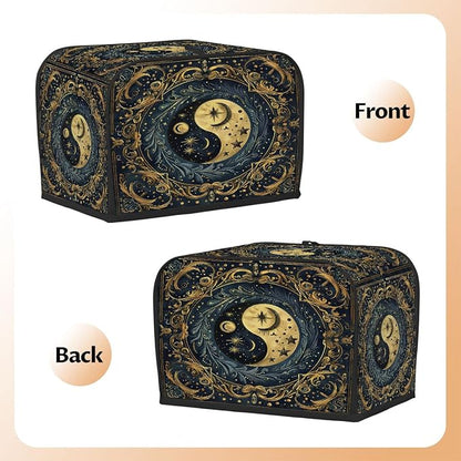 2 Slice Yin Yang Gold Ethnic Toaster Cover Waterproof Dust Fingerprint Bread Machine Cover Washable Kitchen Appliance Protector For Home Kitchen Bakeware Table Decor Women Gifts