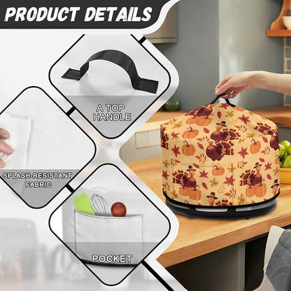 Pumpkins Turkeys Slow Cooker Dust Cover Compatible with 6-8 qt Crock for Pot Small Kitchen Appliance Decor Dust Cover Thanksgiving Decor