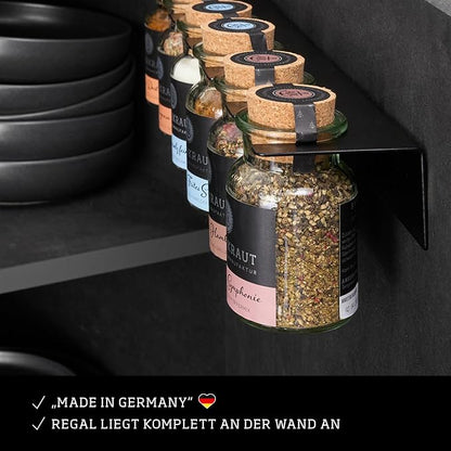 Ankerkraut 6 Spice Rack, Spice Organiser Made of Metal, Original Suitable for 6 x Spice Jars, Easy Assembly, Includes 2 x Dowels and Screws, Made in Germany