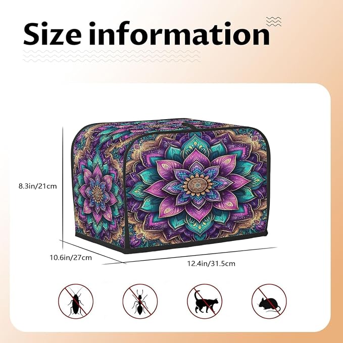 Toaster Cover 4 Slice Wide Slot Bohemia Boho PurpleBread Toaster Oven Dustproof Cover Small Appliance Kitchen Covers Dust and Fingerprint Protection for Women Gift 4 Slice